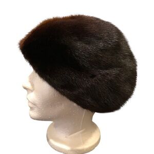 Vintage Mr John Jr. Brown Mink Fur Retro Grannycore Beanie Hat